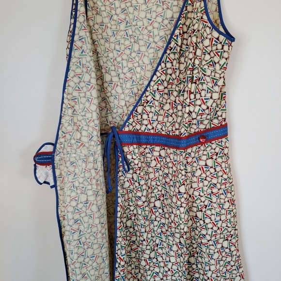 Anthropologie Aquarius Retro Graphic Print Sleeveless Wrap Dress - Picture 4 of 6